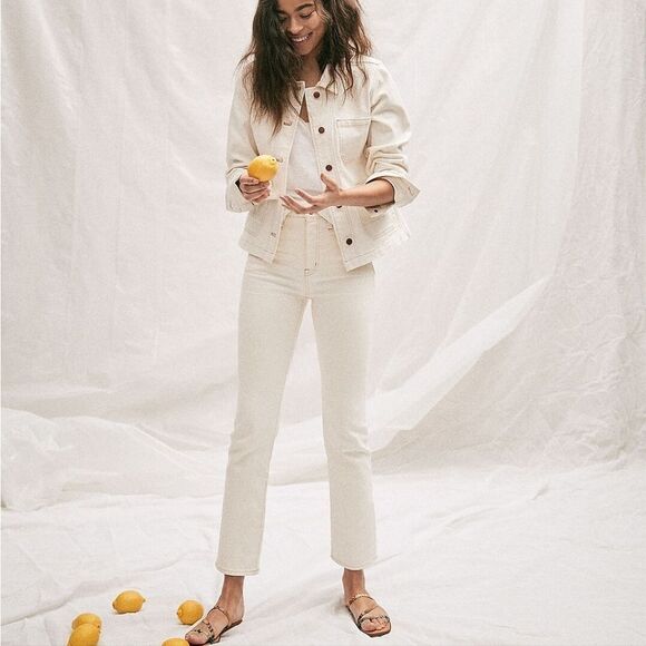Madewell‎ - 46 NWT Slim Demi-Boot Jeans in Cloud Lining NEW Size 28 Style AJ198 - Picture 1 of 9
